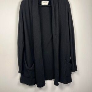 Babaton Wool Cashmere Open Front Cardigan Black Soft Lightweight Women's M